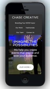Chase Creative mobile-responsive website image on iPhone by Tempest Inc.